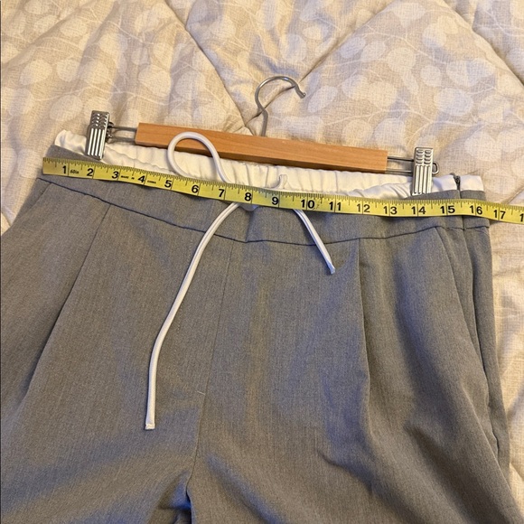 Zara Wide-Leg Light Gray Double Waisted Drawstring Pants - Picture 12 of 15